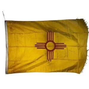 Vintage Valley Forge New Mexico State Flag 3x5 Nylon Zia Sun Symbol Weathered